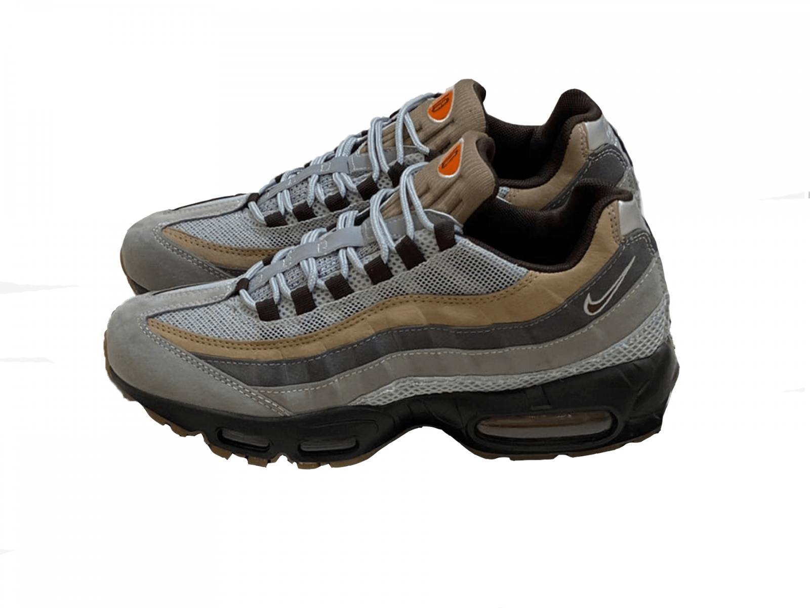 Nike Air Max 95 серые с бежевым, нейлон, текстиль, кожа, мужские