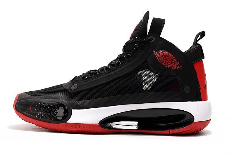 Nike Air Jordan 34, черным с красным, нейлон, мужские