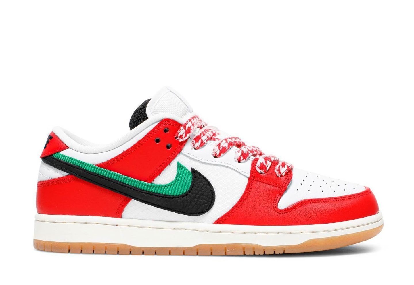 Nike SB Dunk Low, красные с белым, кожа, текстиль, мужские